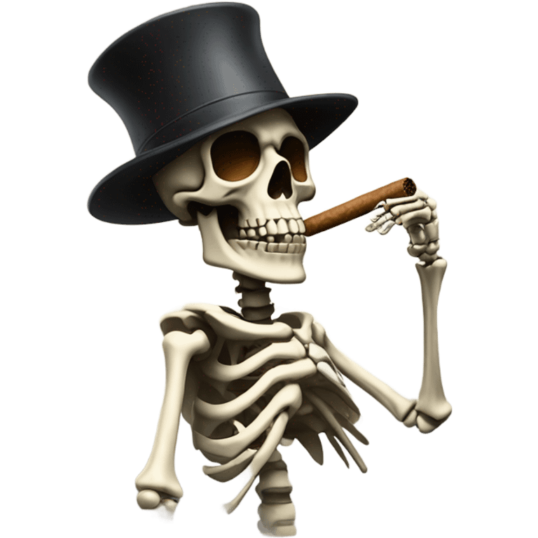 a skeleton smoking a cigar in a ally way with a hat and sweater emoji