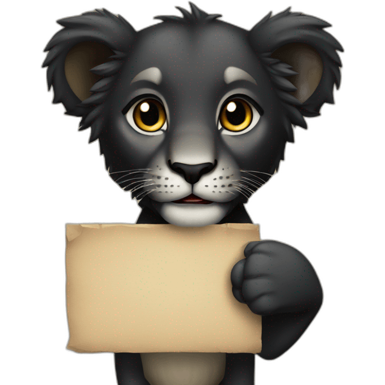 Black lion cub holding up am empty sign emoji