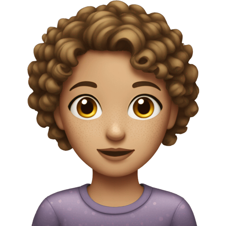 Girl with short curly hair and freckles  emoji