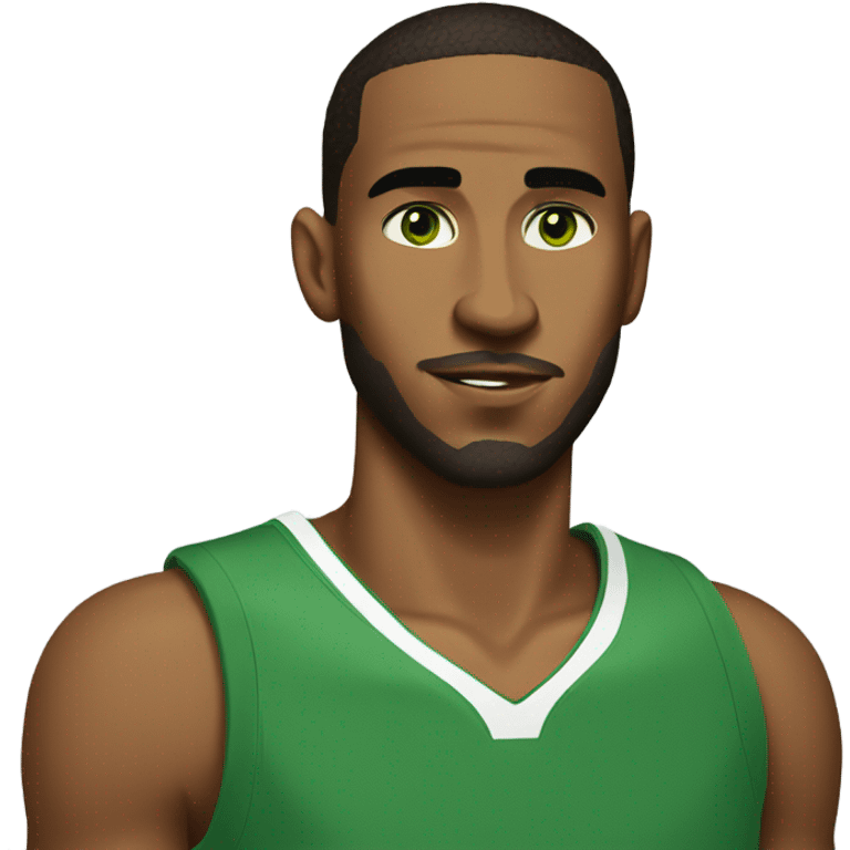 Basketball player with earring and white guy green eyes low eyebrows emoji