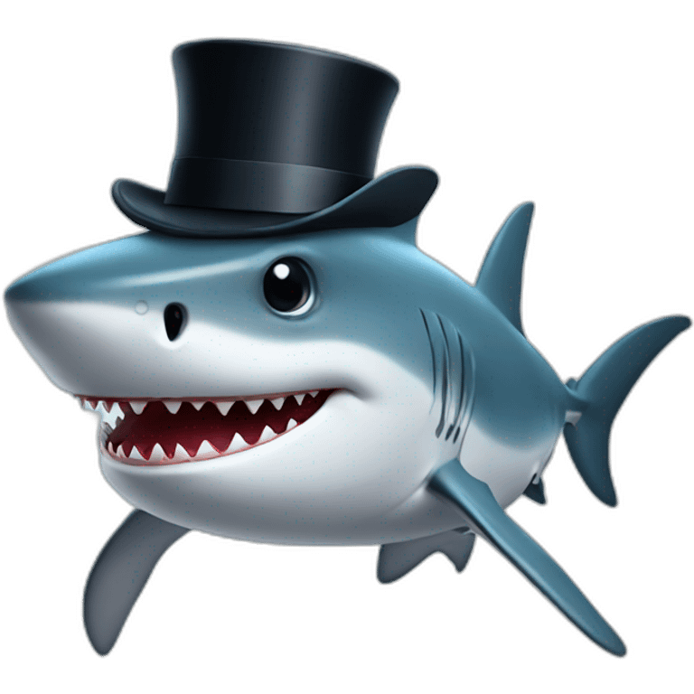 Shark with a top hat emoji