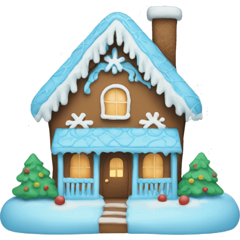 Light blue gingerbread house emoji