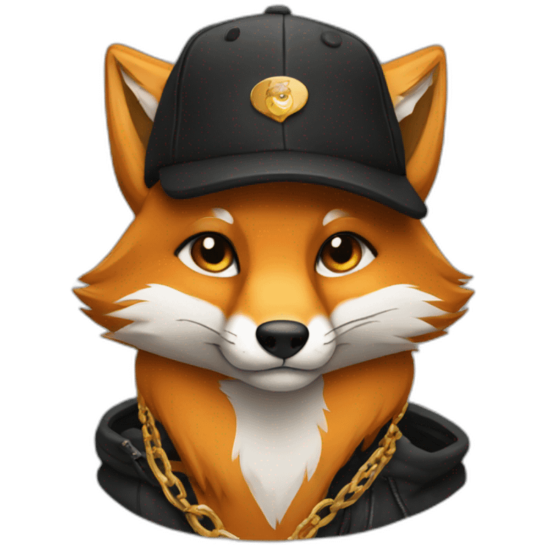 fox wearing a black cap and a gold chain emoji