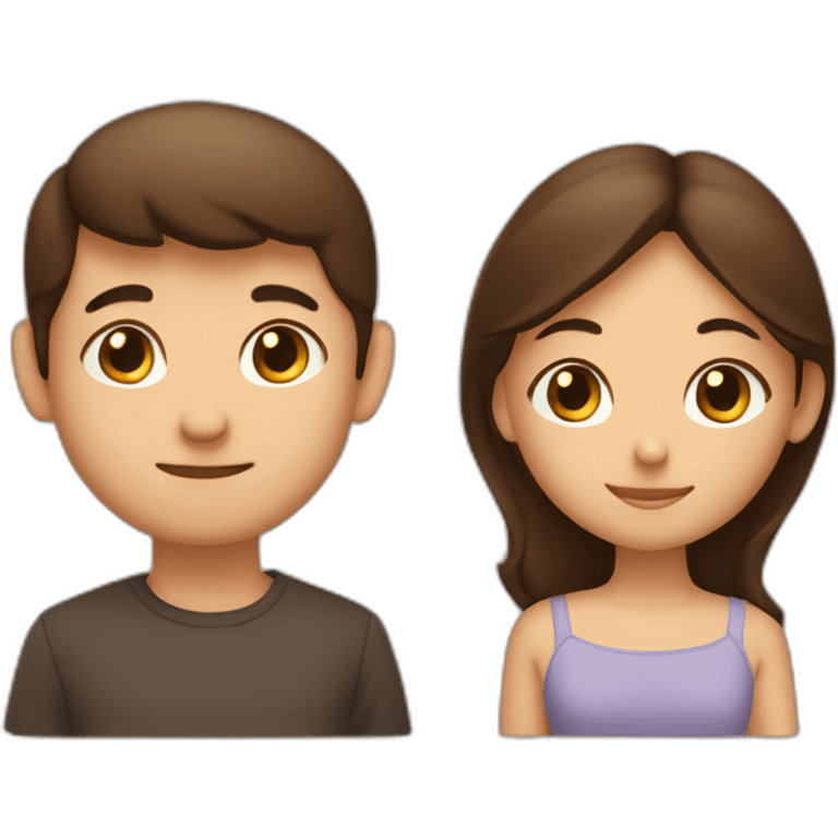 Garçon brun et fille brune en couple emoji