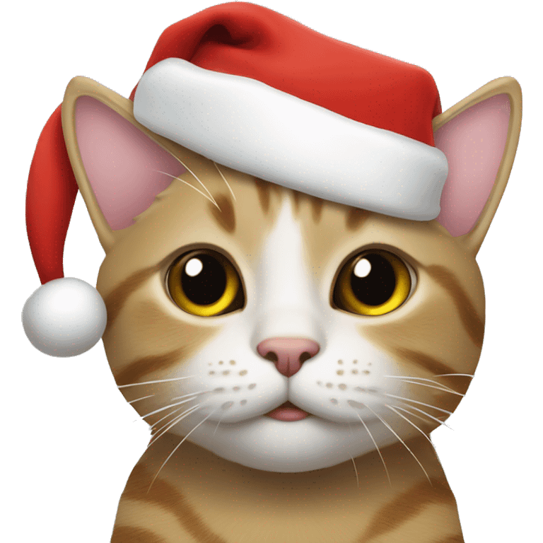 A meme cat “hehe” with a Santa hat  emoji