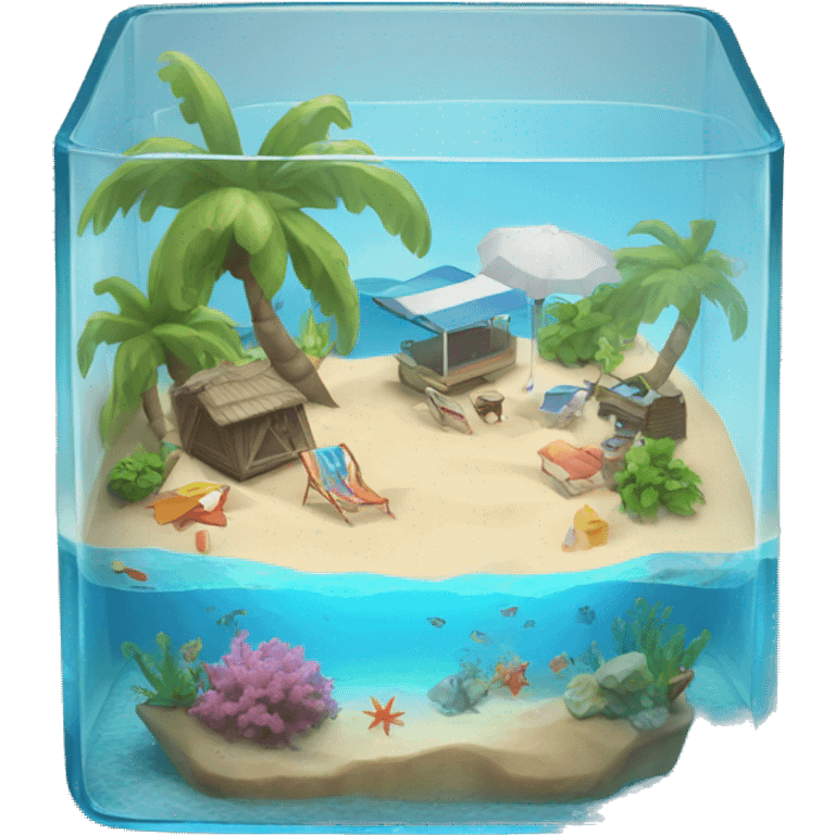 beach landscape on cube aquarium emoji