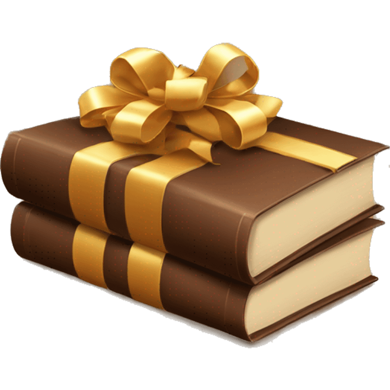 beautiful brown books tied with gift ribbon emoji