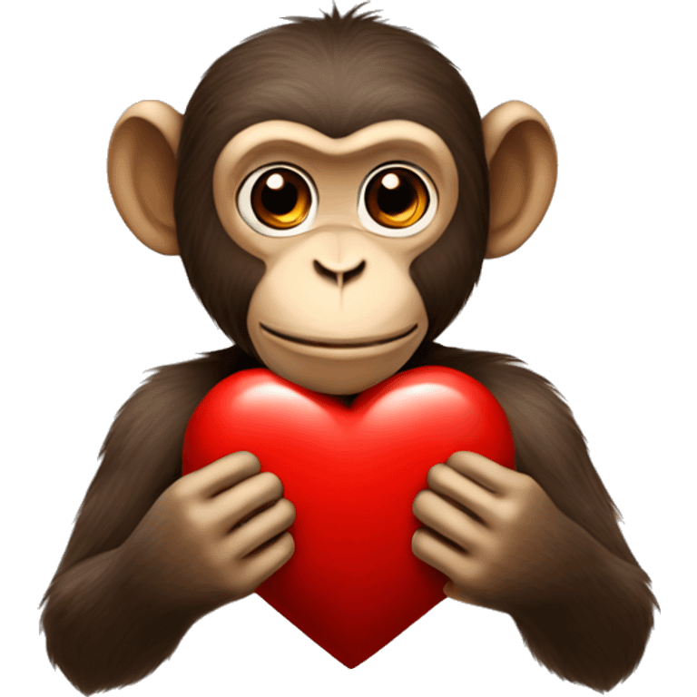 monkey holding a red heart emoji