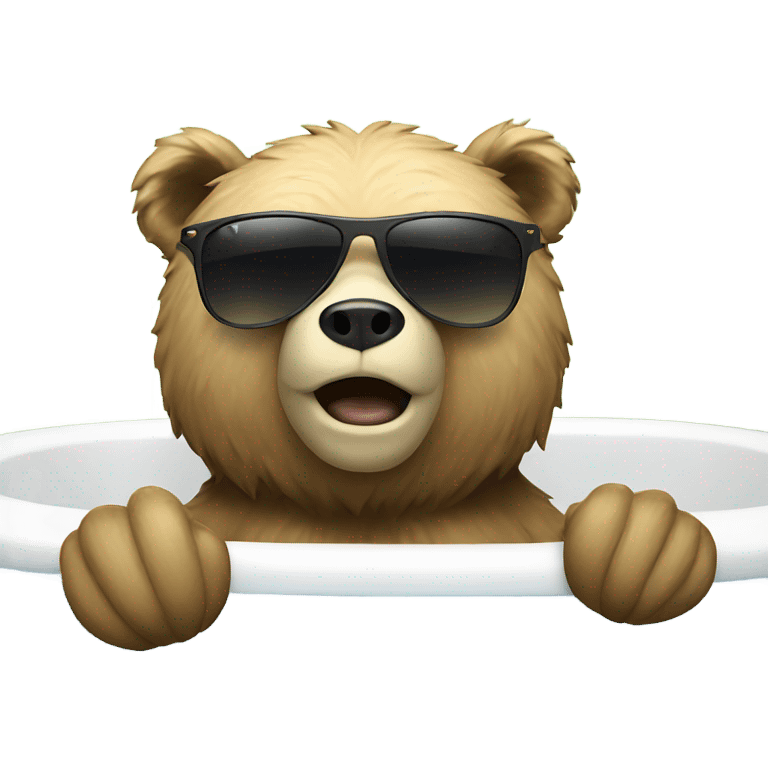 Bear with sunglasses in bath emoji