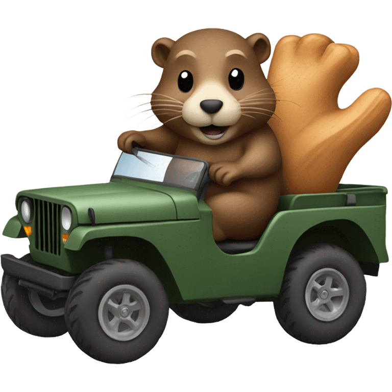 Beaver driving a jeep emoji