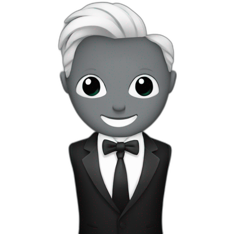 app logo with white tie and black suit emoji