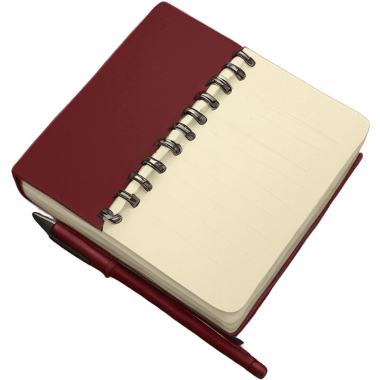 Dark red notebook open with a pen to the side dark red also  emoji