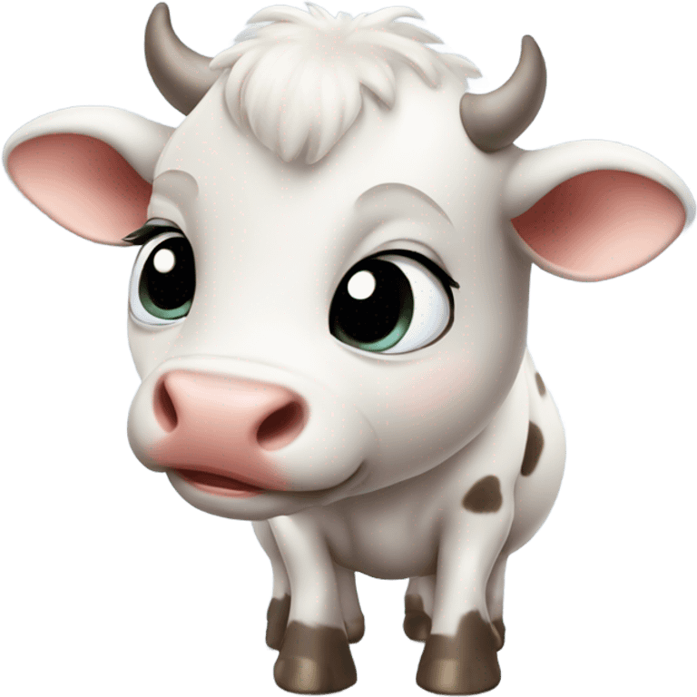 Cute baby cow with big head little body emoji