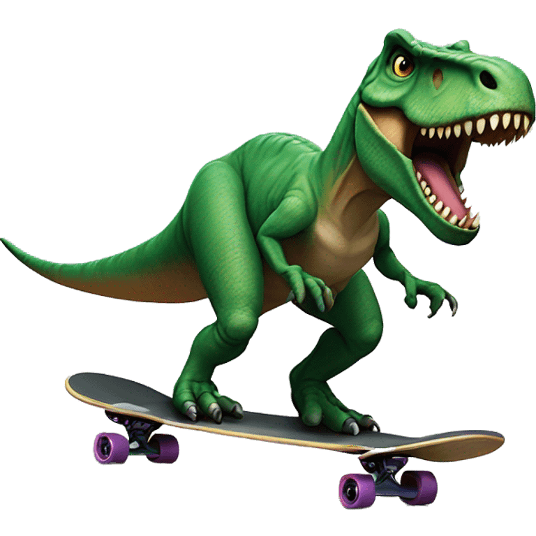 T-rex riding a skateboard  emoji