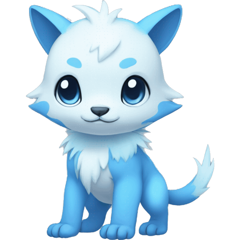 Cute cool white blue animal hybrid Fakemon full body emoji