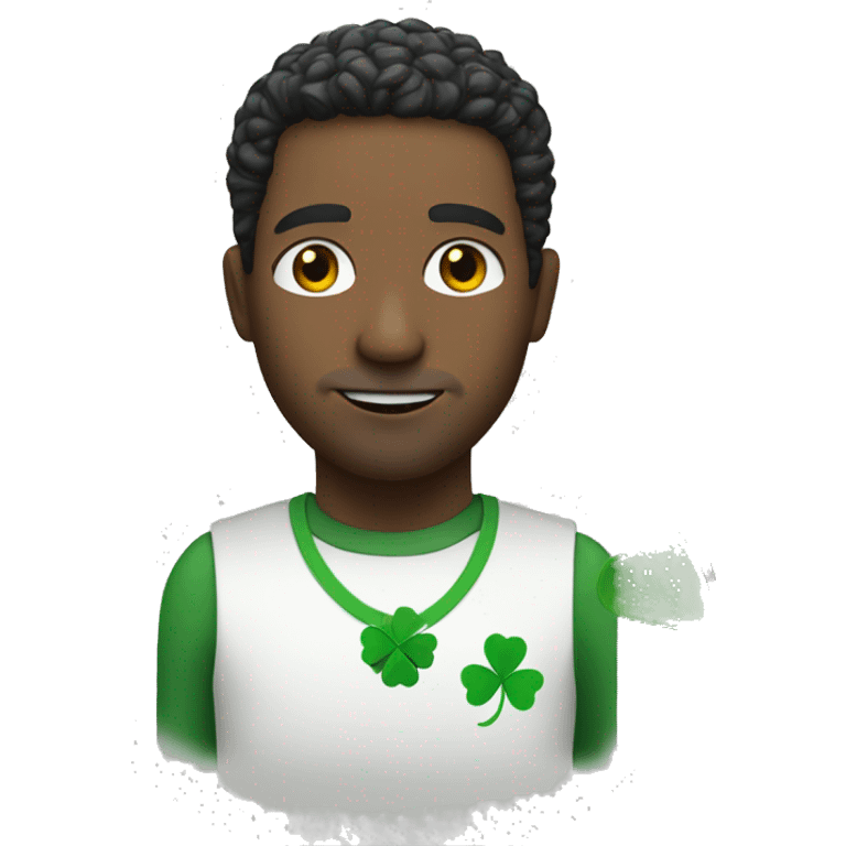 white man with four leaf clover emoji