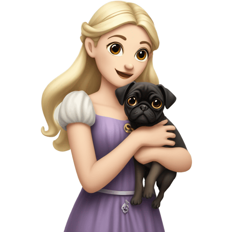 white girl elf with dog pug emoji