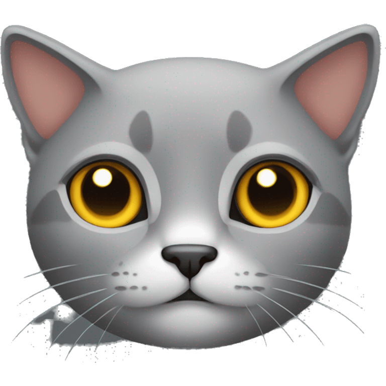 Gato gris oscuro con ojos amarillos emoji