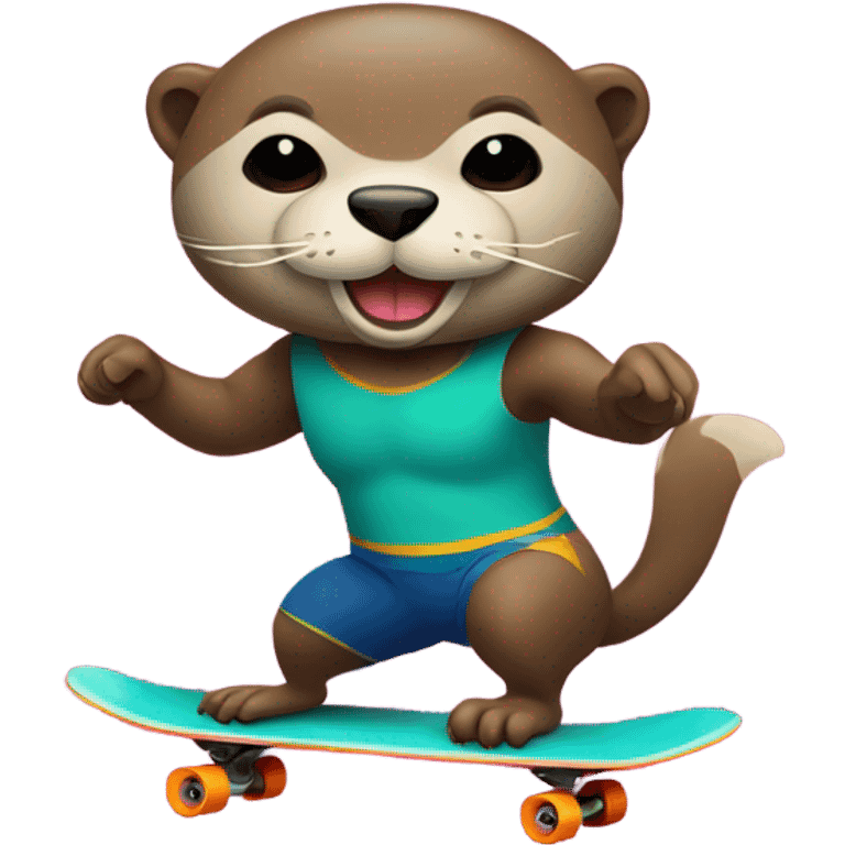 An otter wearing a luchador mask riding a skateboard emoji