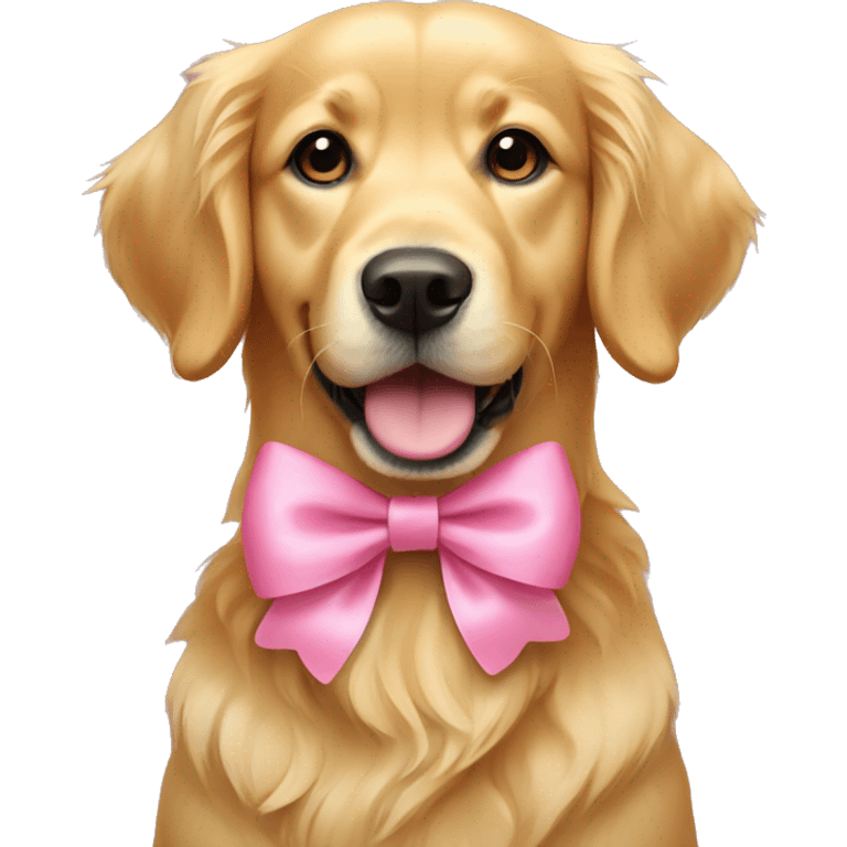 Golden retriever with pink bow emoji