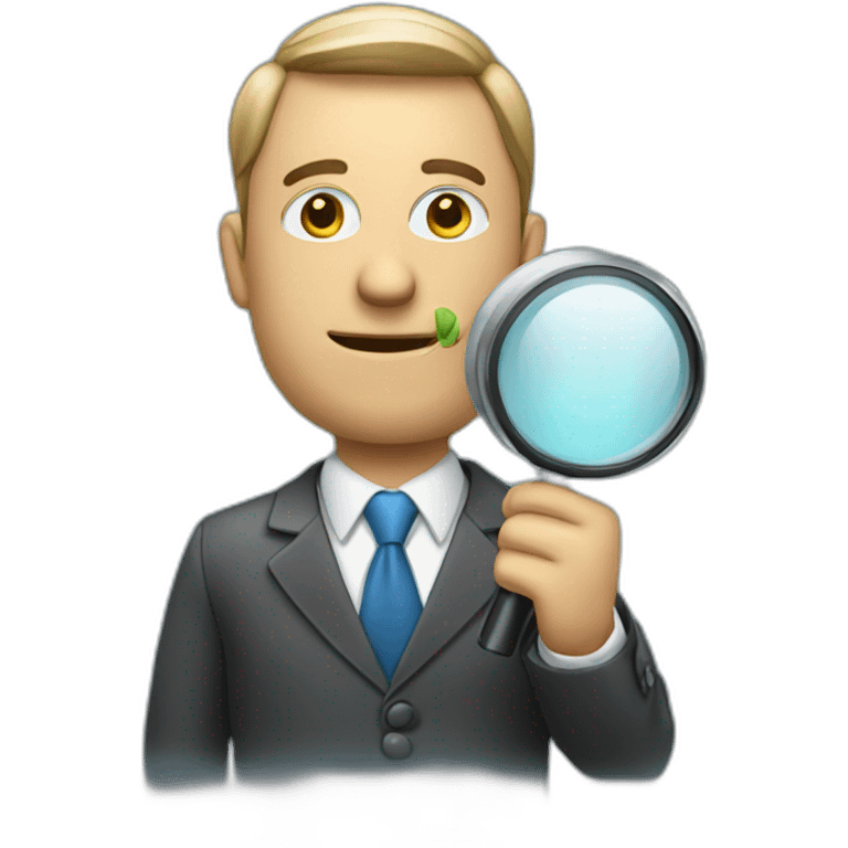 businessman holding magnifying glass emoji