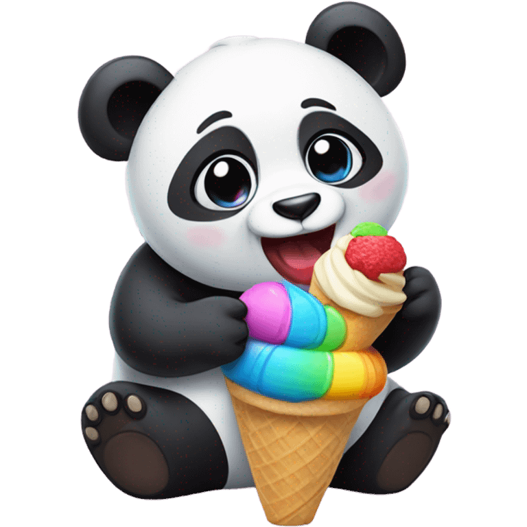 Panda eating ice cream emoji