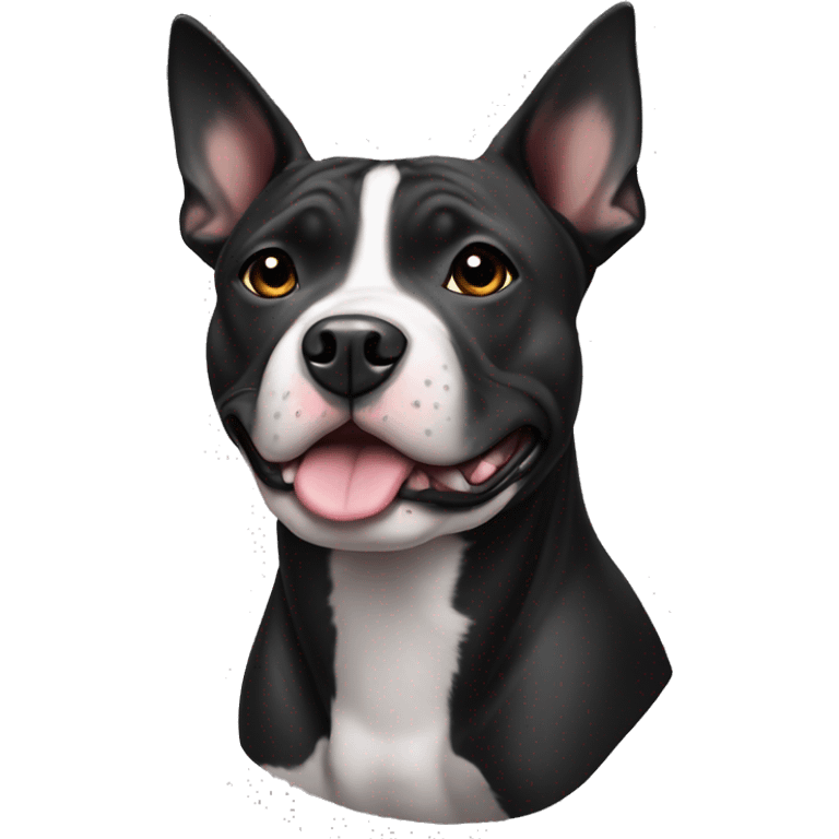 black and white american staffy with pointy ears emoji