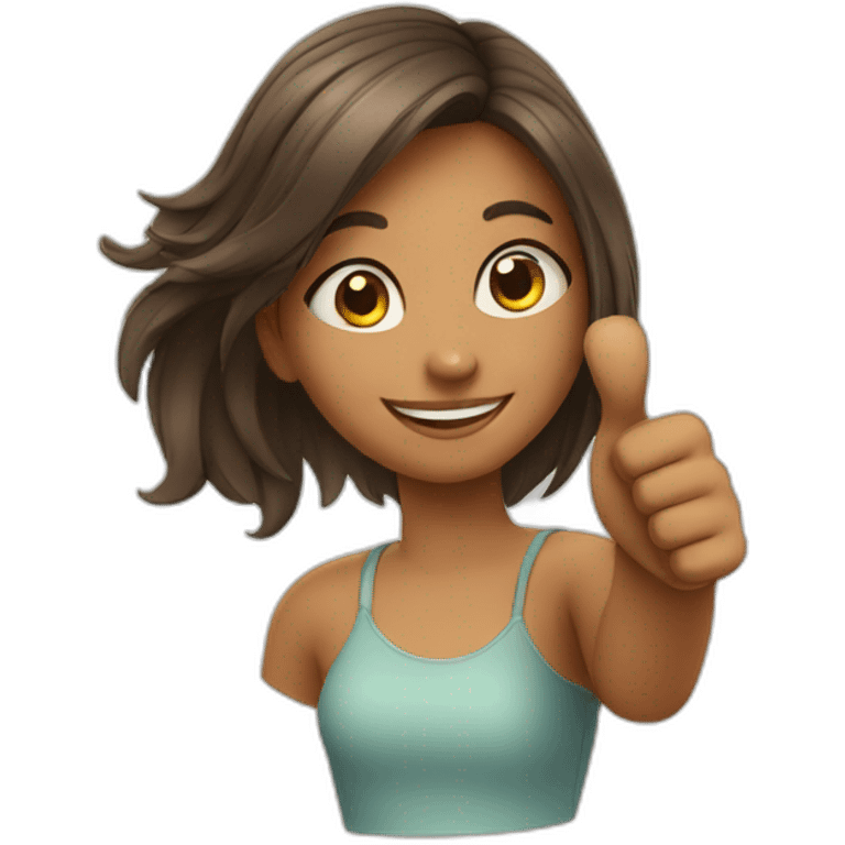 girl showing thumb up emoji