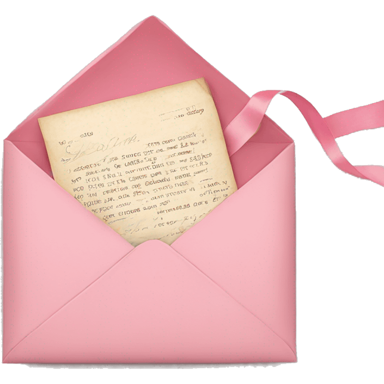 vintage love letters in envelope tied with a baby pink ribbon  emoji