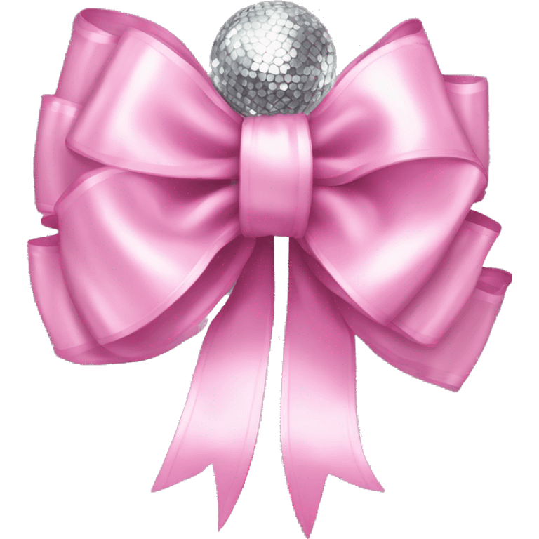 Disco ball light pink bow emoji