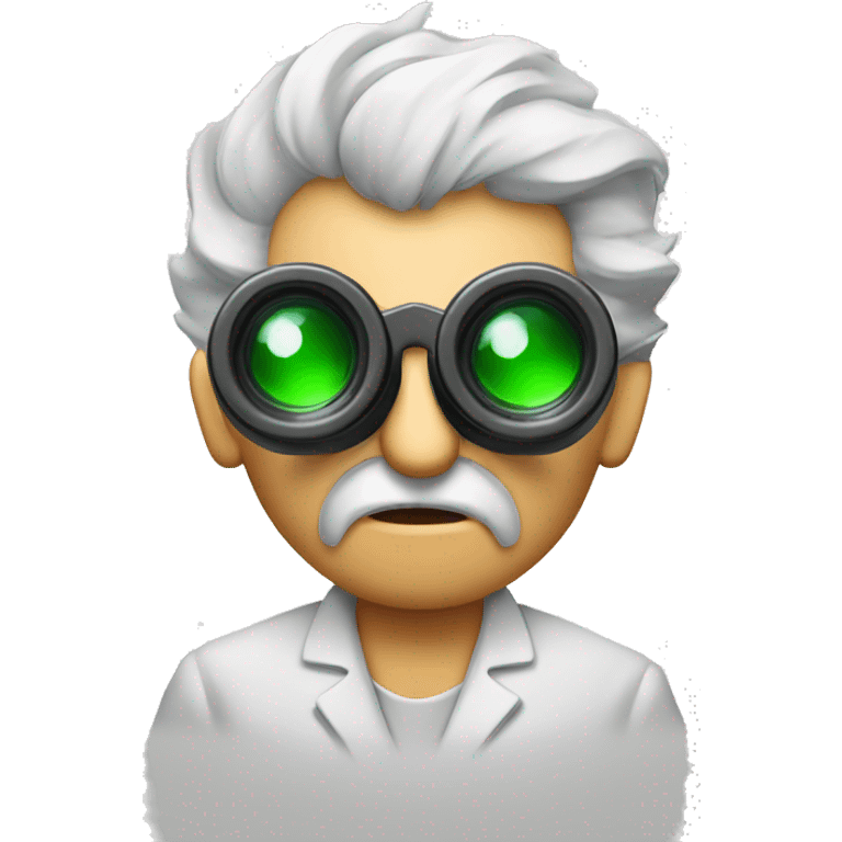 Mad scientist looking through binoculars emoji