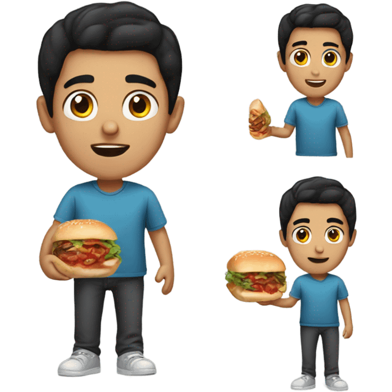 turkish black hair boy with kebab emoji