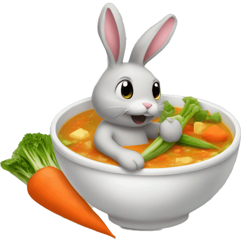 bunny eating vegetable soup emoji