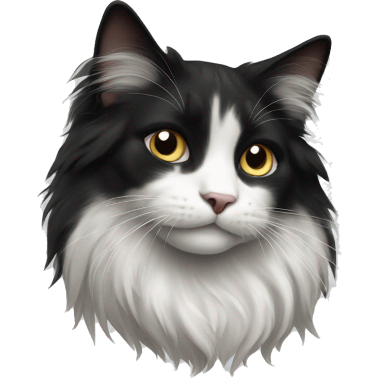 black-and-white cat domestic long-haired emoji