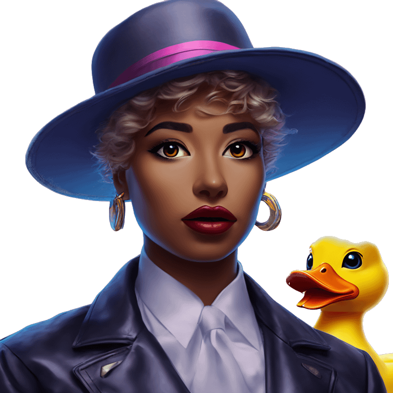 Synthwave rubberduck in Hermes style, oil paint, epic eyes, intricate lips, exquisite pose, beautiful, desirable, logical, Midsommar  emoji