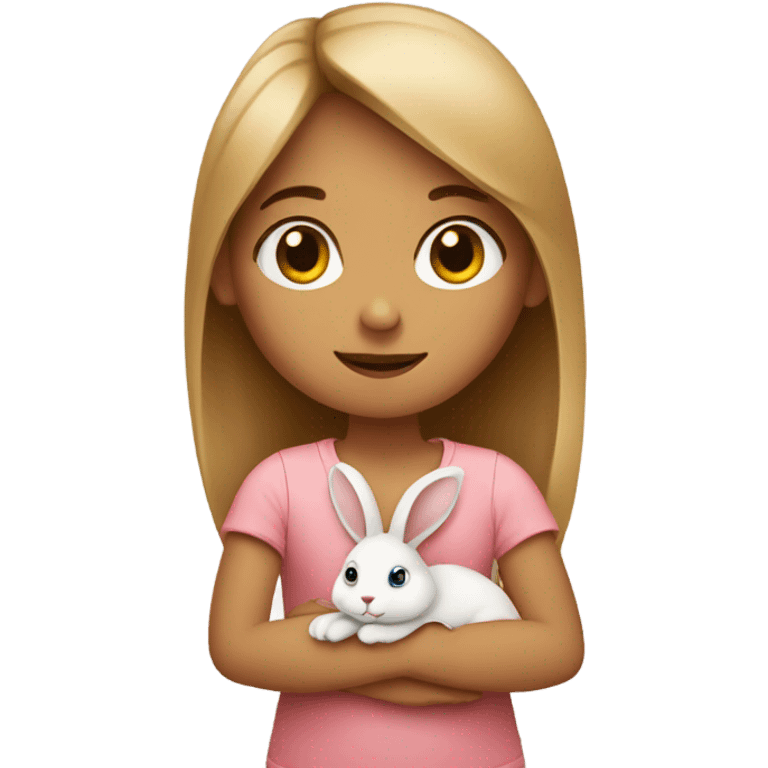 Girl with rabbit  indoors emoji