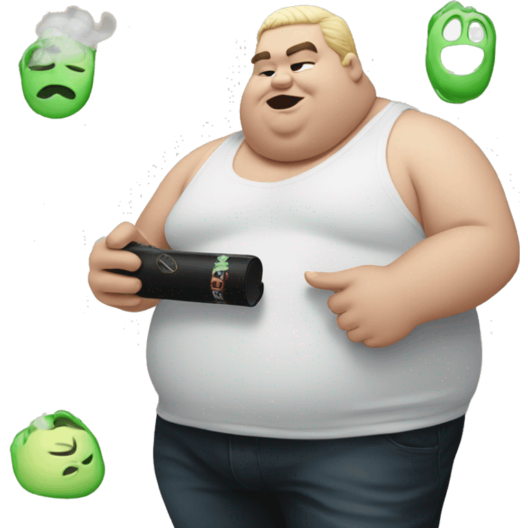 fat white boy with black hair smoking a vape emoji