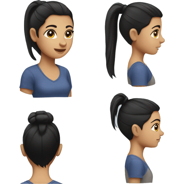 Girl with black hair in pony tail emoji