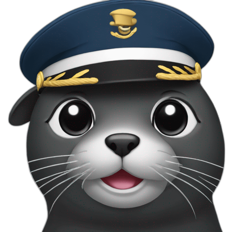 black seal with captain's cap wink emoji