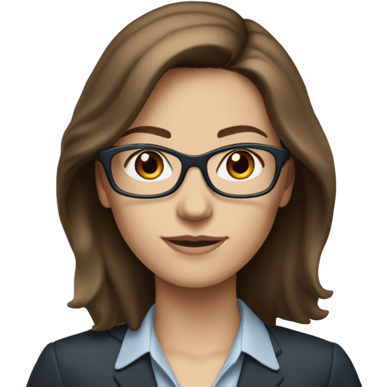 Brown hair up pale beautiful corporate woman with glasses and blue eyes emoji