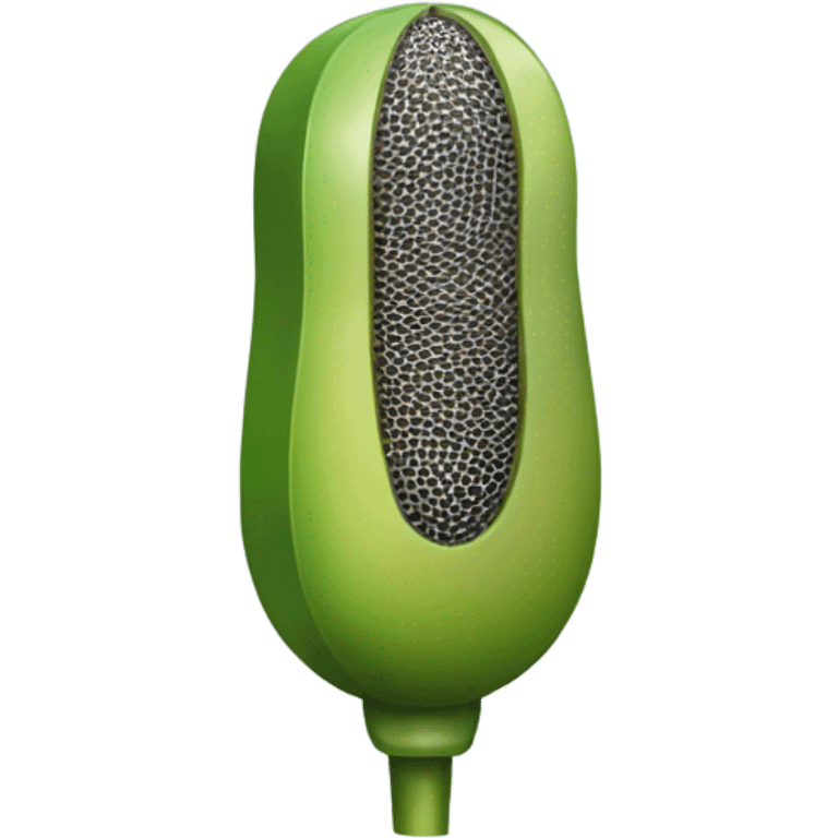 A microphone but with an avocado shape and color emoji