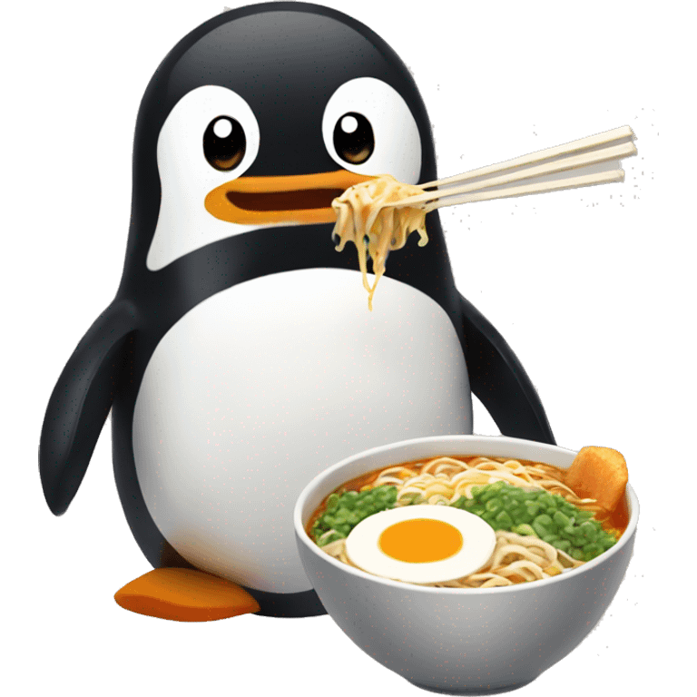 penguin eating ramen  emoji