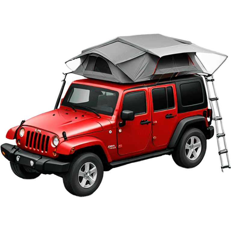 roof top tent on a red jeep wrangler  emoji