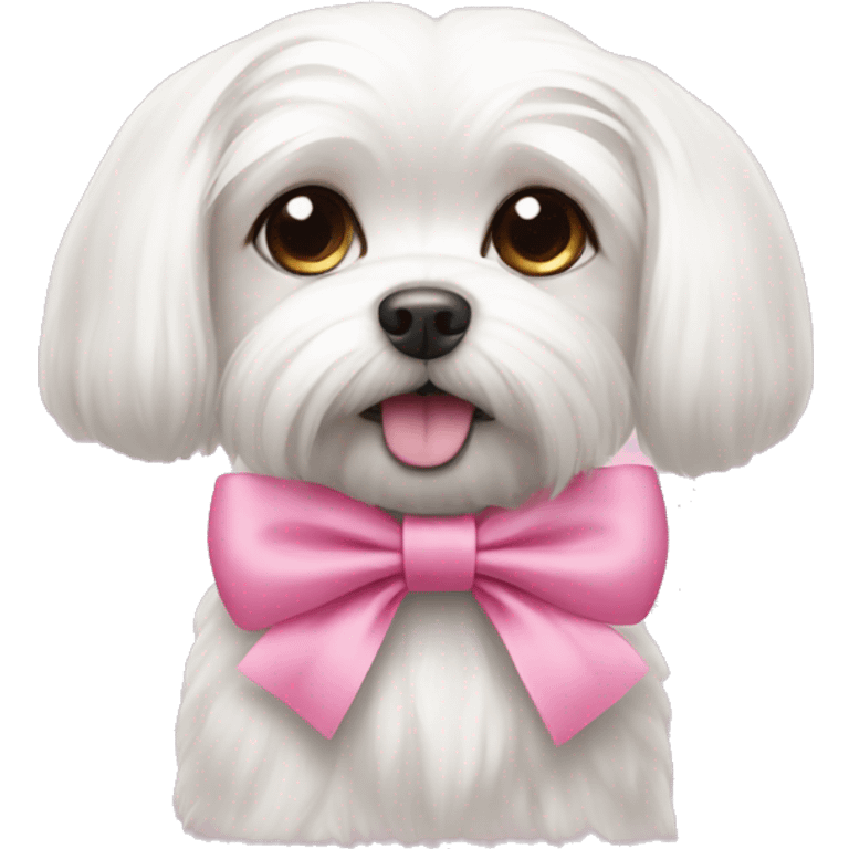 Maltese dog with a pink bow emoji