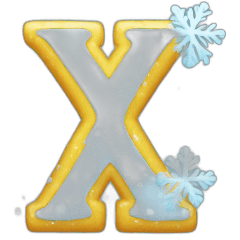 The letter X with snow drop lightning weather emoji