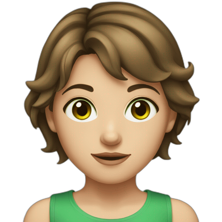 Young girl with short brown hair and green eyes emoji