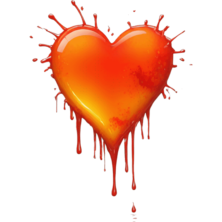 bleeding red heart glowing red-orange with splatter emoji