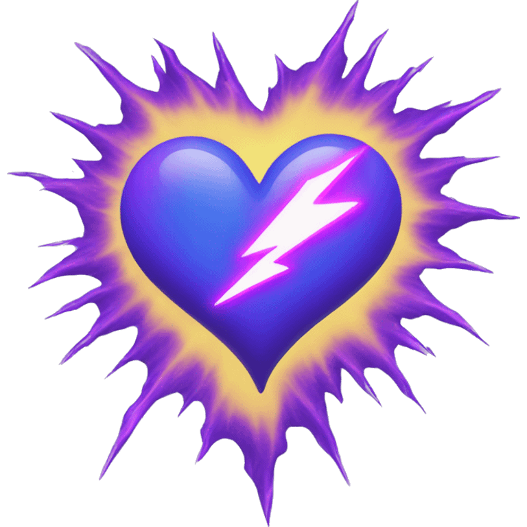 blue heart with purple lightning all around it emoji