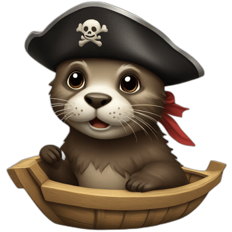 pirate otter on ship emoji