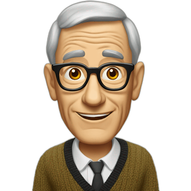 Shelley Berman with thick glasses, wearing a cardigan emoji